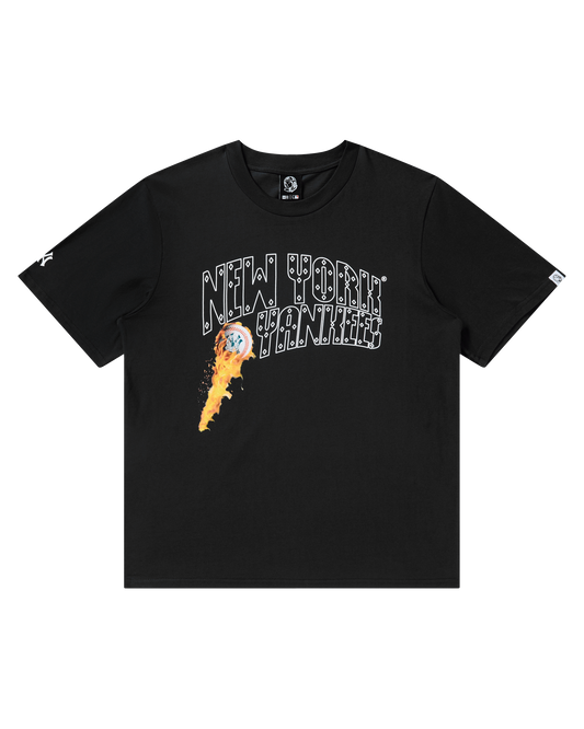 NY Yankees Fire Curve Logo Tee