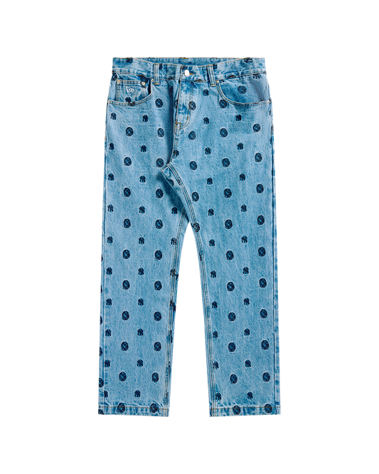 NY Yankees Embroidered Denim Pants