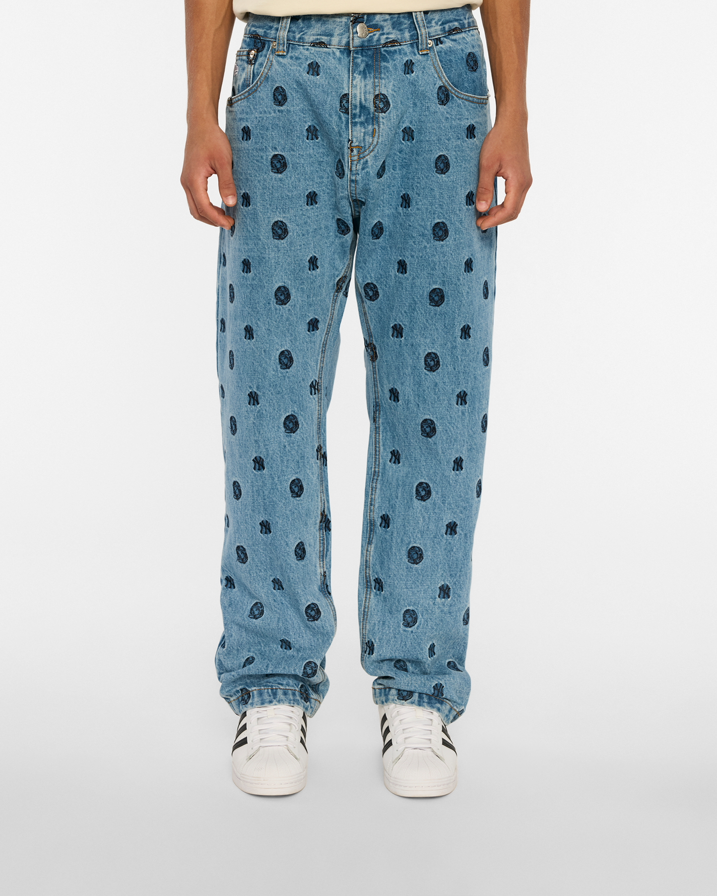 NY Yankees Embroidered Denim Pants