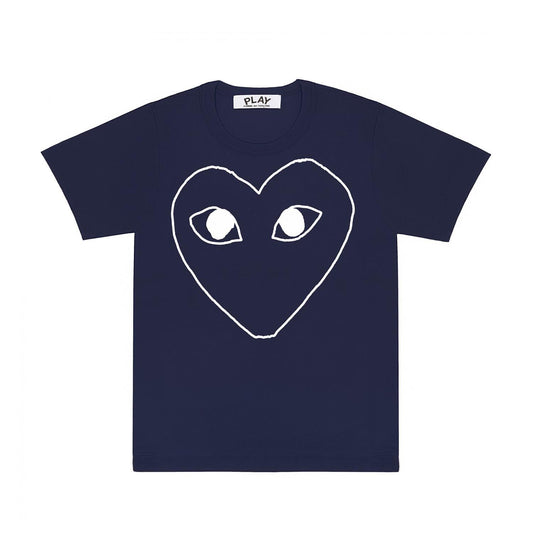 PLAY Navy Outline Heart T-Shirt - Comme des Garçons PLAY