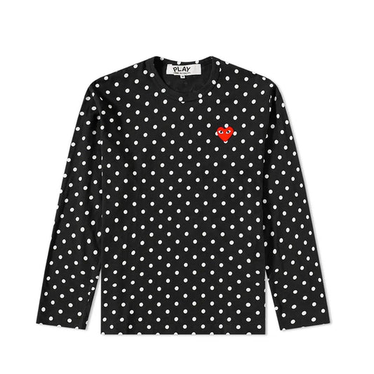 POLKA DOT LONG SLEEVE T-SHIRT WITH SMALL RED HEART - Comme des Garçons PLAY