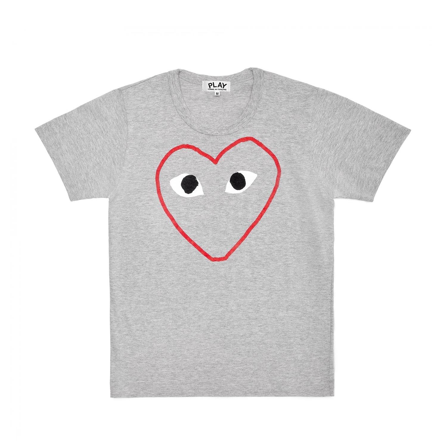 T-SHIRT WITH RED HEART OUTLINE - Comme des Garçons PLAY